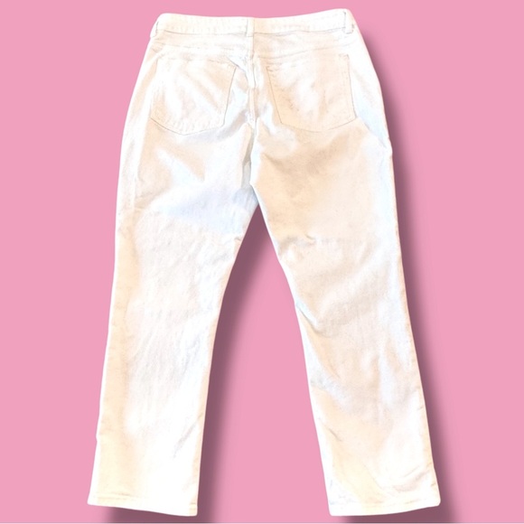 H&M SIZE 14 WHITE HIGH RISE SLIM STRAIGHT ANKLE JEANS COTTON/ELASTANE - Picture 3 of 5